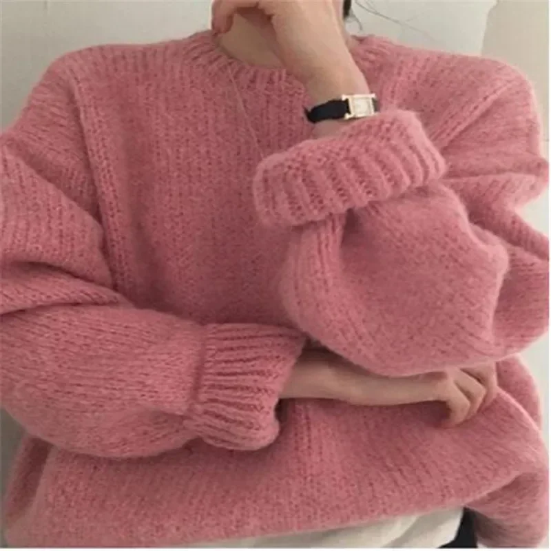 

10 Colors Pink Women Sweater Womens Winter Sweaters Pullover Female Knitting Overszie Long Sleeve Loose Knitted Outerwear White