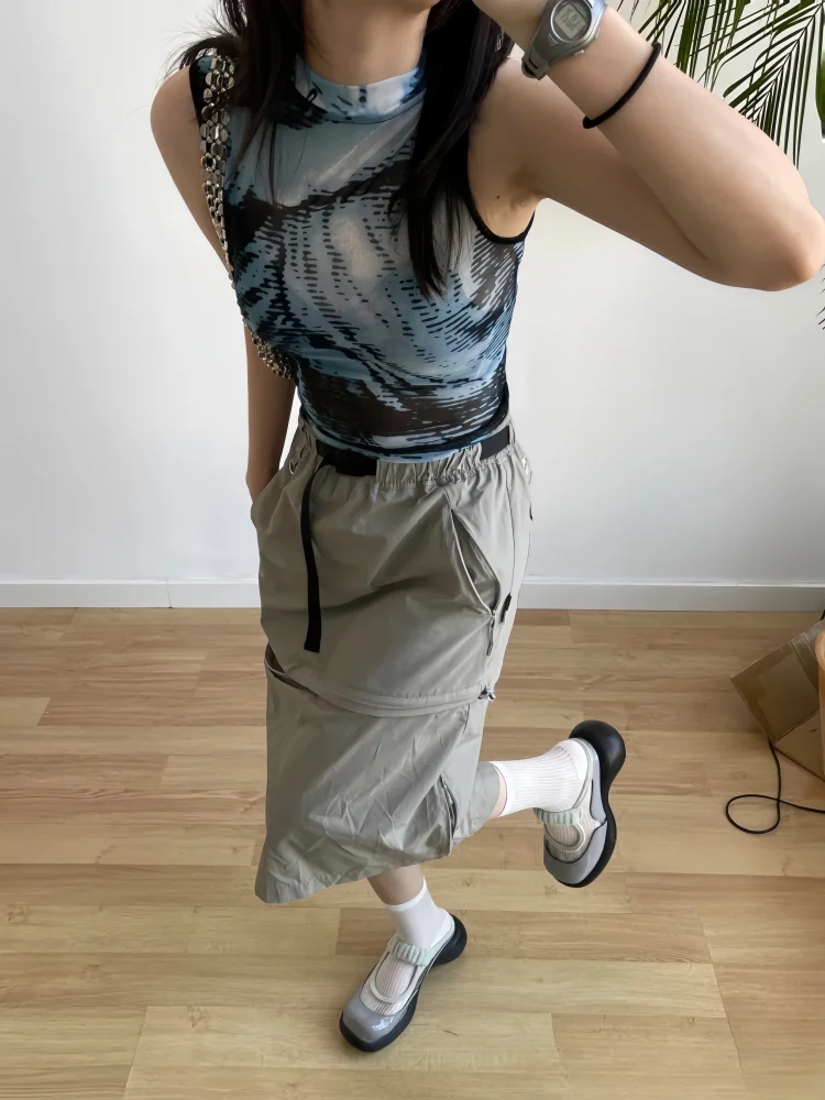 Outdoor Lightweight Faionable Workwear Skirt for Women Detachable Trendy Commute Casual Loose Fit Thin Material Spring Season