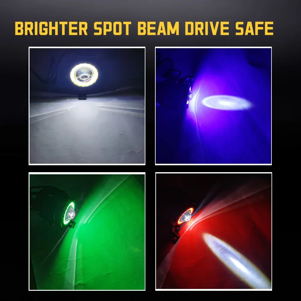 LED Auxiliary Motorcycle Headlight Fog Lights Universal Angel Eyes U7 Mini Motorcycle Spotlights Bicycle Lamp Accessories