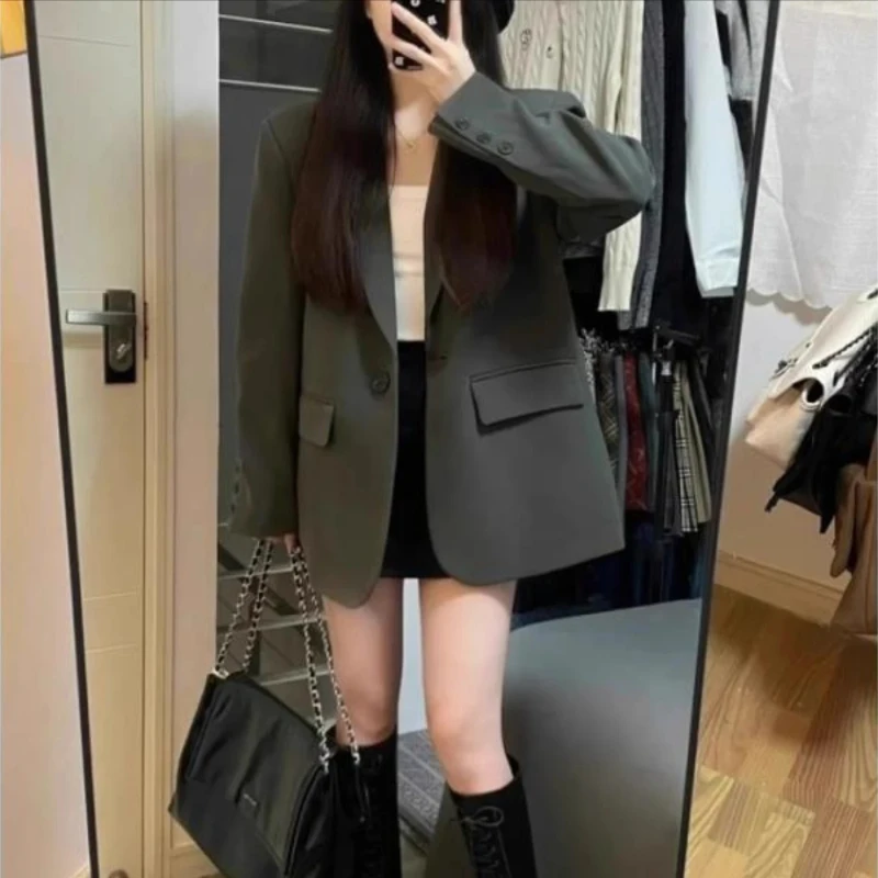 

Outerwear Spring Autumn Female Trench Coats and Jackets Gray Fashion 2025 High Quality Women's Overcoat Blazers Korean Fall Sale