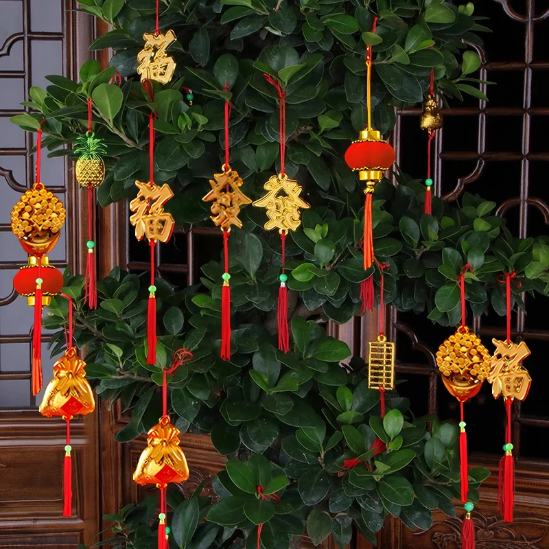 1/6pcs Potted Plant Decoration Chinese New Year Hanging Decorations 2025 Spring Festival Decor Fu Lanterns Ornaments