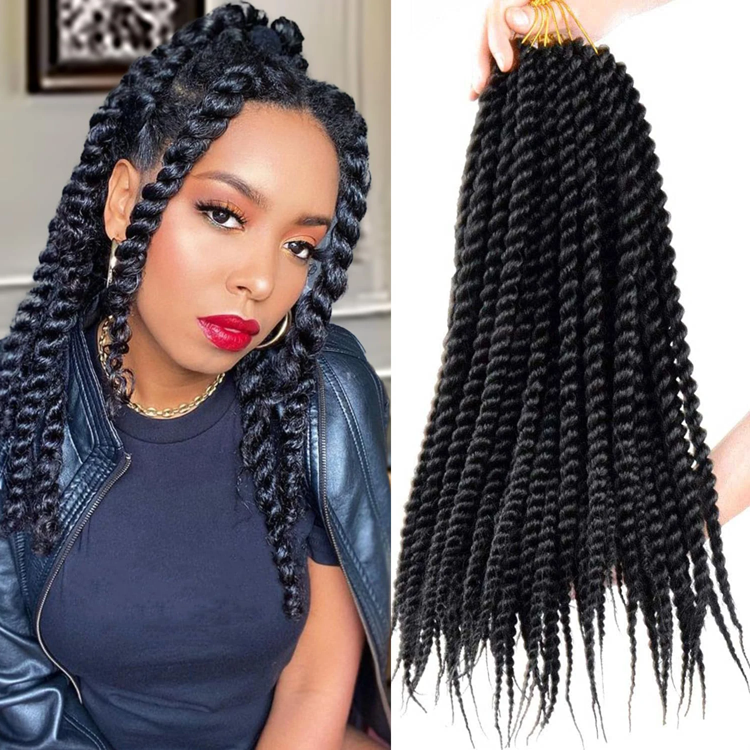 하바나 트위스트 크로셰 브레이드 10/14/18인치 점보 세네갈 트위스트 크로셰 헤어 프로 루프드 브레이딩 합성 헤어 익스텐션