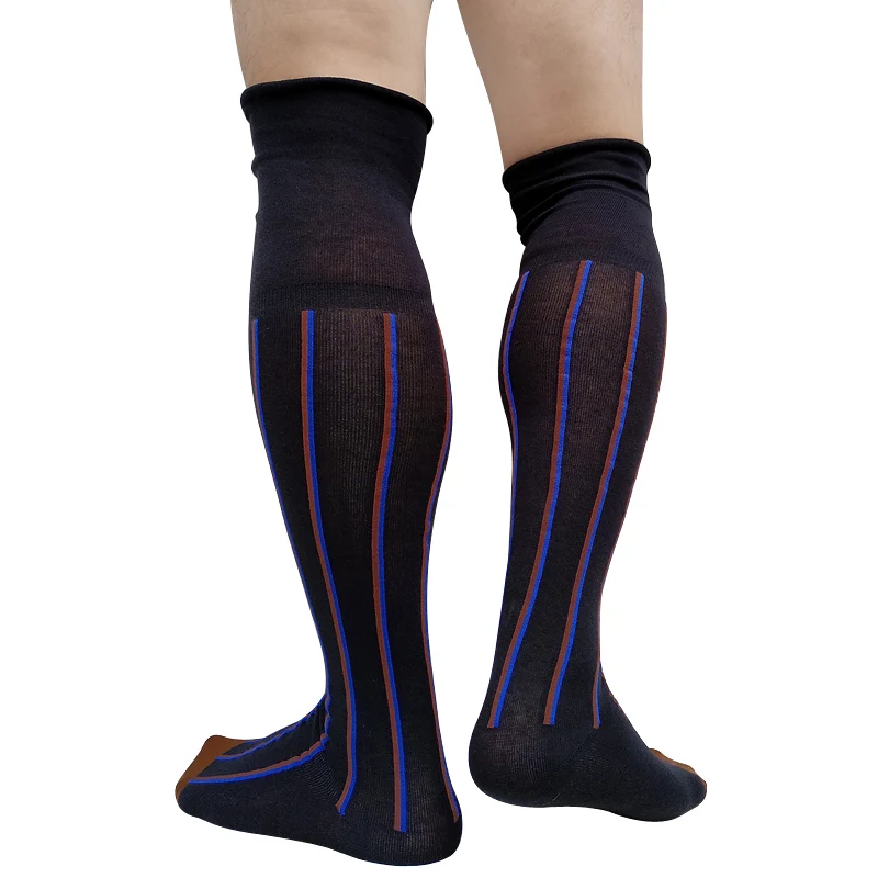 Striped Over Knee Mens Socks Long Tube High Quality Softy Breathable Sexy  Stocking Formal Dress Suit Business Socks