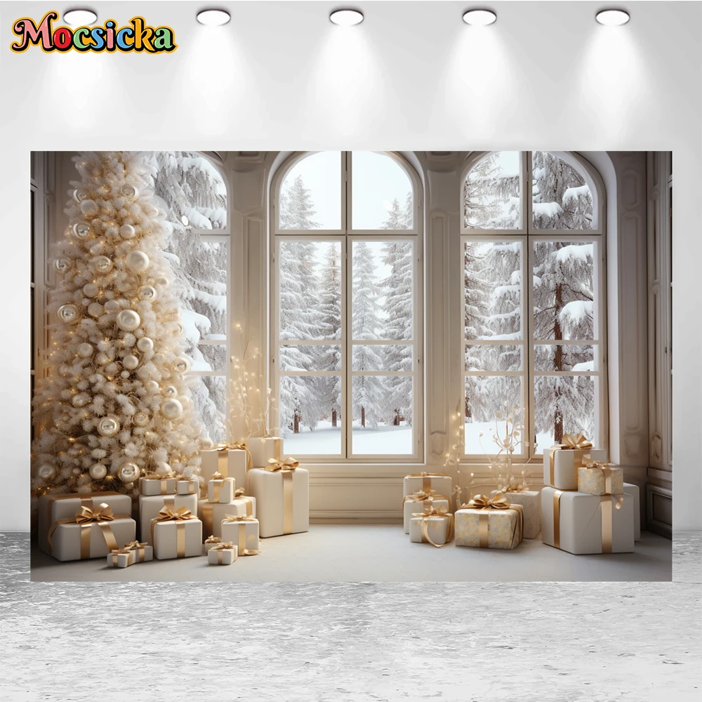 Mocsicka-خلفية تصوير شتوية لعيد الميلاد ، شجرة عيد الميلاد الرائعة ، حفلة الأعياد ، صورة عائلية ، صورة استوديو خلفية للصور