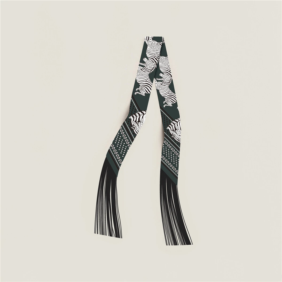 Quastenschal im Modedesign, Marken-Seidenschal für Damen, Haarband, Foulard, Schmaler Taschenschal, Halstuch, Handtaschen-Dekoration