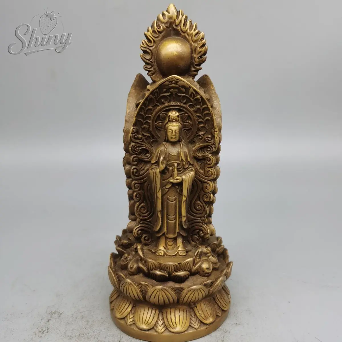 

Brass Buddha Guanyin Rudraksha Earth Tibetan Three Saints Buddha Statue Attracts Wealth Household Living Room Crafts Ornaments
