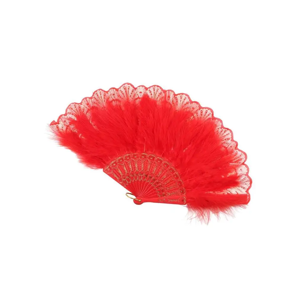 Color Handmade Sweet Fairy Girl Costume Accessories for Lolita Party Decor Wedding Gift Dance Hand Fan Feather Folding Fan