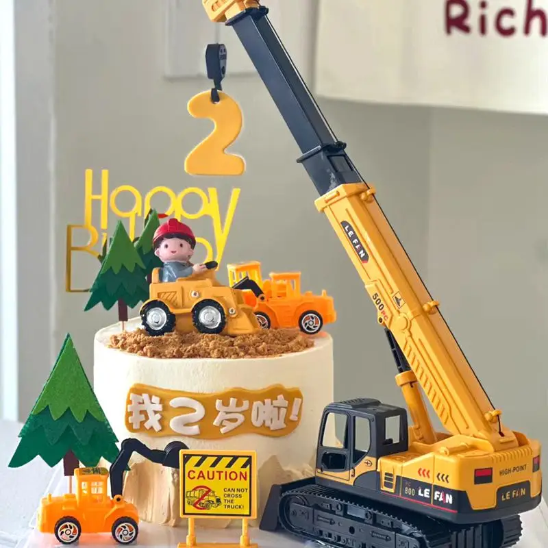 Lot De 26 Décorations De Gâteau Pour Anniversaire D'Enfant, Pelleteuse