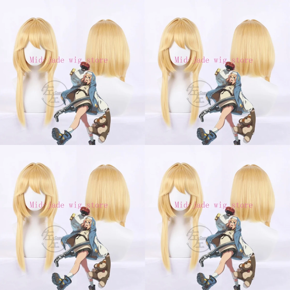 Game Character Bridget Cosplay Wig Blonde Long Side Bang Synthetic Hair Realistic Scalp Convention Performance Costume