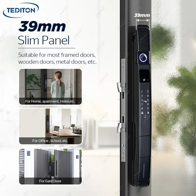 TTLOCK Smart Door Lock, Real Time Video Intercom, Reconhecimento Facial, Alumínio Alloy Digital Lock, Inteligente Fora