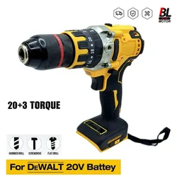 For DeWALT 20V Battery Cordless Electric Drill 20+3 Torque Brushless Impact Hammer Drill 13MM Chuck Screwdriver Power Tools