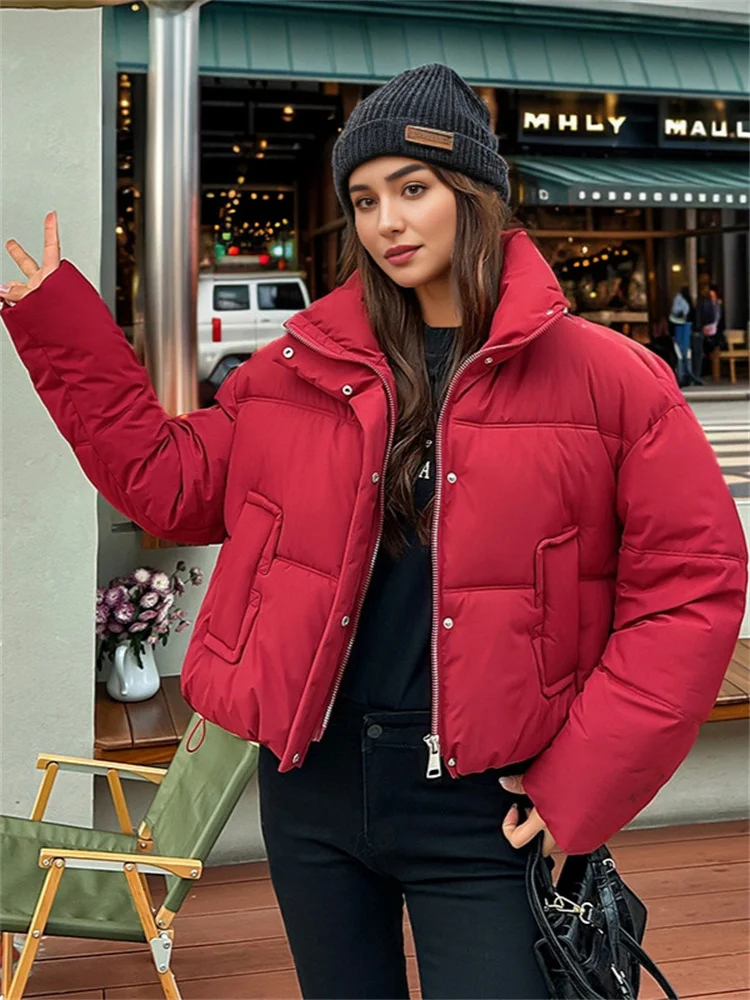 

Women's Cropped Padded Jackets Winter 2024 Stand-Up Collar Bread Suit Thicken For Warmth A Variety Of Color Coats