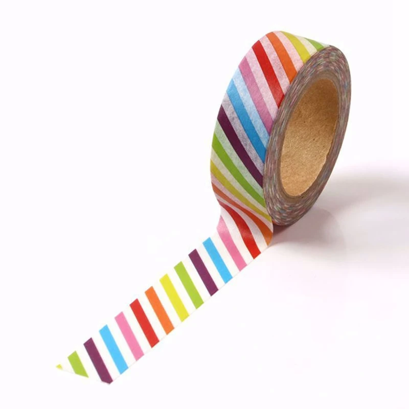 10pcs/Lot Decorative Rainbow Stripes Washi Tapes DIY Craft Journal Scrapbooking Stickers Adhesive Masking Tape Kawaii Papeleria