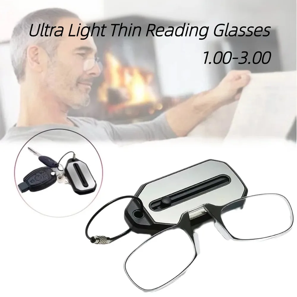 خفيفة مشبك الأنف على نظارات القراءة للطي Legless المفاتيح نظارات مكافحة الضوء الأزرق المحمولة طويل النظر نظارات + 1.0 - + 3.0 #1