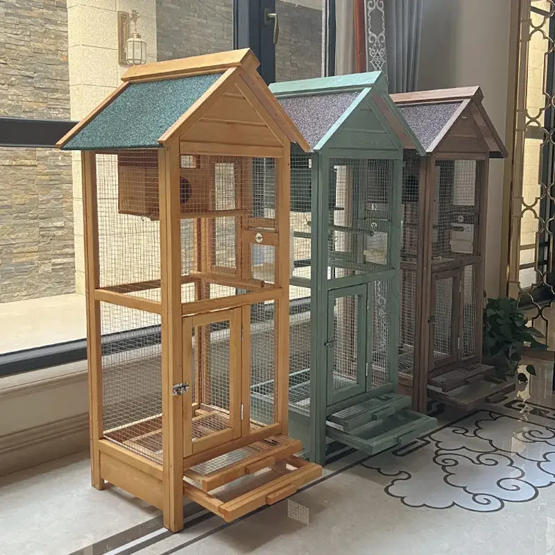 

Outdoor Large Nest Rain-Proof Nest Parrot Cage Big Brother Cage Show Bird Cage Wooden