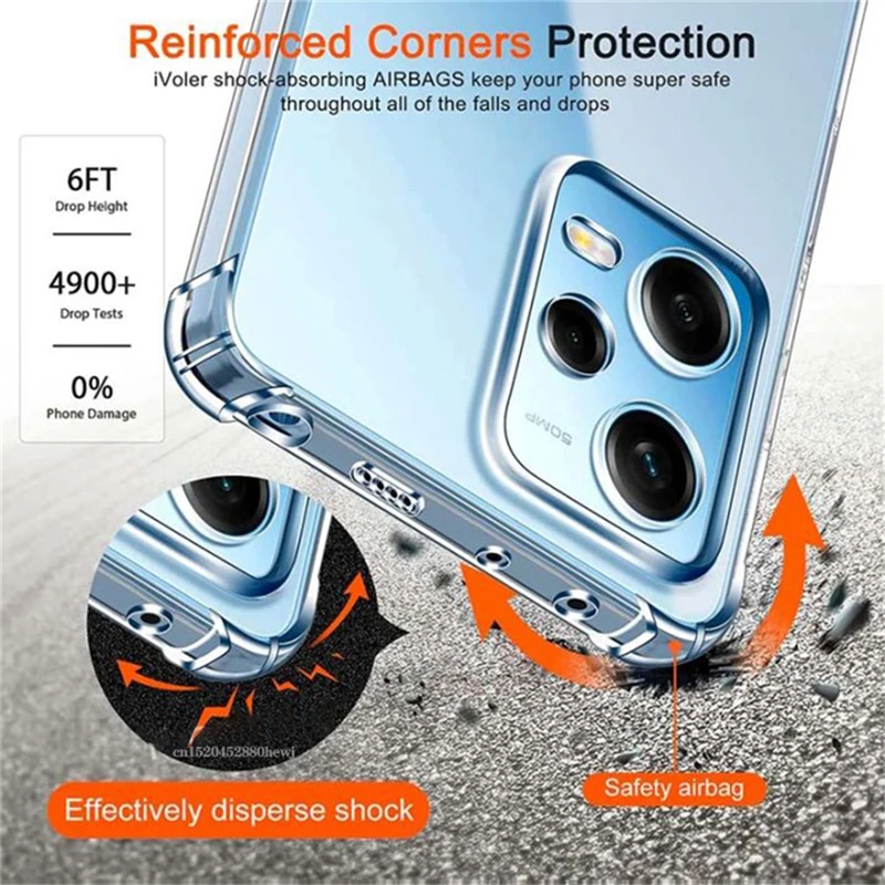 حافظة سيليكون فاخرة شفافة لxiaomi ، غطاء خلفي للصدمات ، Redmi Note 13 ، 12 ، 11 ، 10 Pro Max ، Note 9 ، 8 ، 7 ، 6 ، 5 Pro ، 11S ، 10S ، 9S