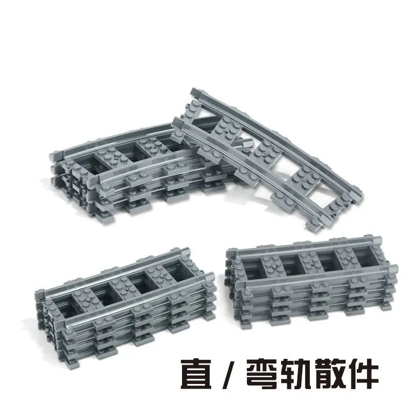 MOC City Trains Flexibele Tracks Zachte Rechte Gebogen Rails Schakelaar Bouwsteen Creatieve Modellen Spoorwegen Kinderen Speelgoed verjaardagscadeau