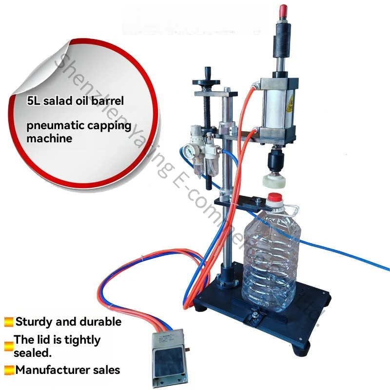5L Salad Oil Barrel Capping Machine Plastic Barrel Pneumatic Capper Soy Sauce Bottle Capper Edible Oil Sealing Machine
