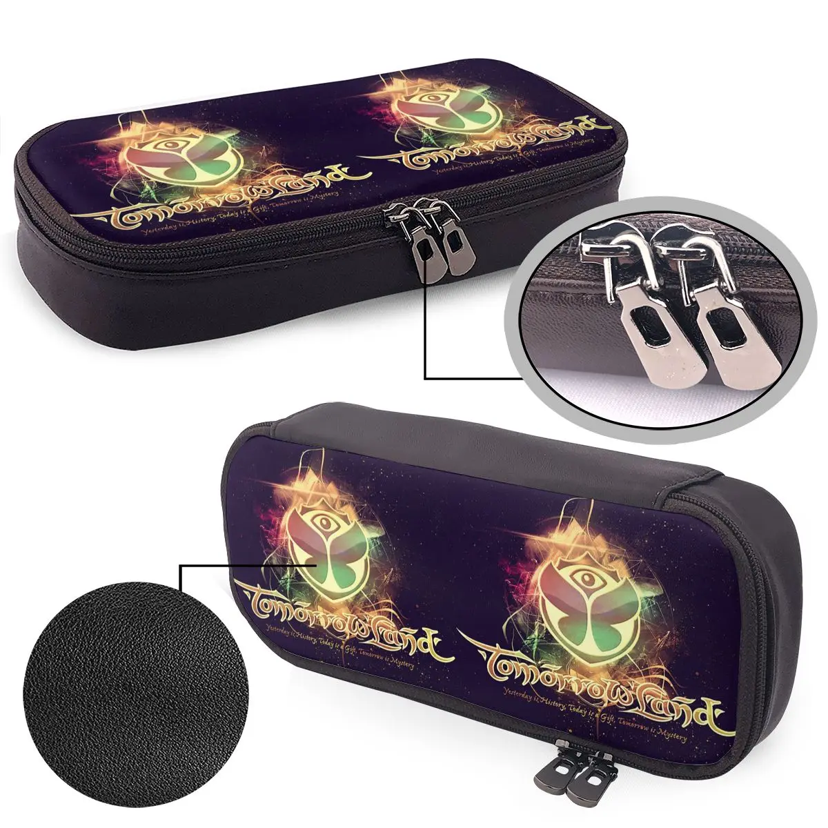 Tomorrowland Belgian Electronic Dance Music Festival Leather Pencil Case for Kids School Pen Box Pencil Bag Stationery Supplies