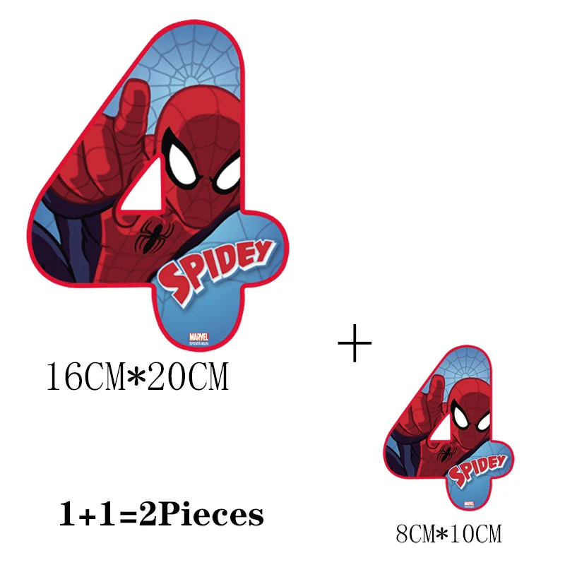 2Pcs/Lot Spider-Man Number Iron On Thermo-Adhesive Sticker Heat Thermal Transfer T Shirt Fusible Patches For Children\'s Clothing