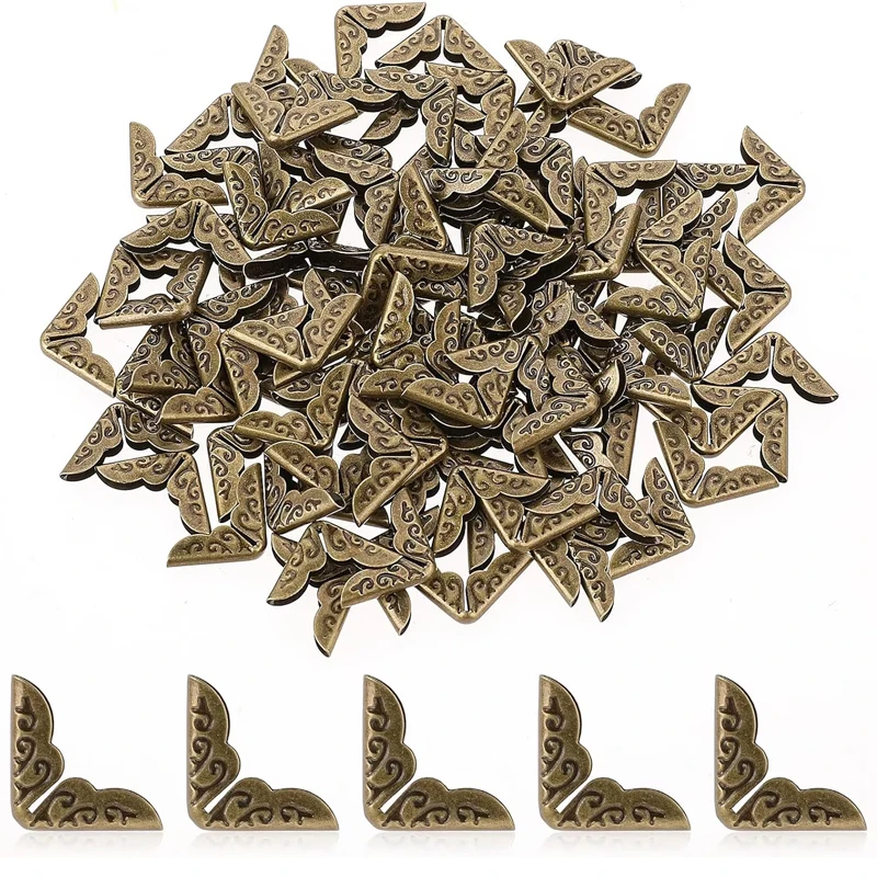 50pcs Antique Metal Books Corners Protectors For Scrapbooking Accessories Albums Corner Menus Folders Box DIY Crafts Decor