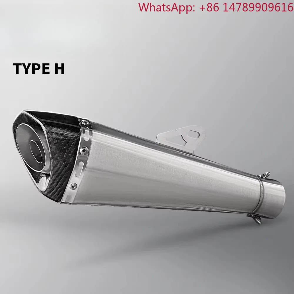 Universal Motorcycle Exhaust System, 51mm Inlet Carbon Fiber Muffler With Mid-Link Pipe And DB Killer For Universal Bike Modifi