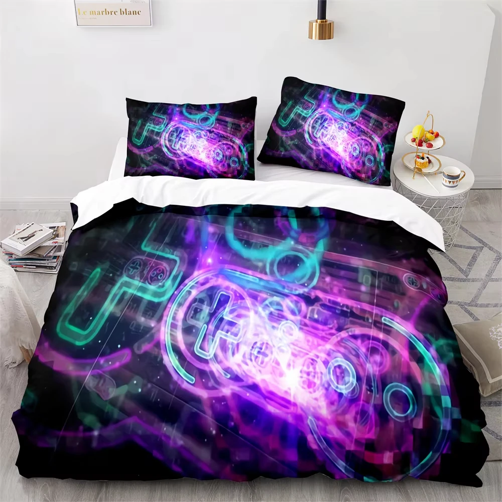 Kids Gamer Twin Queen Bedding Set Game Controller Duvet Cover Set Gamepad Comforter Cover Player Gaming Joystick Bedspread Cover