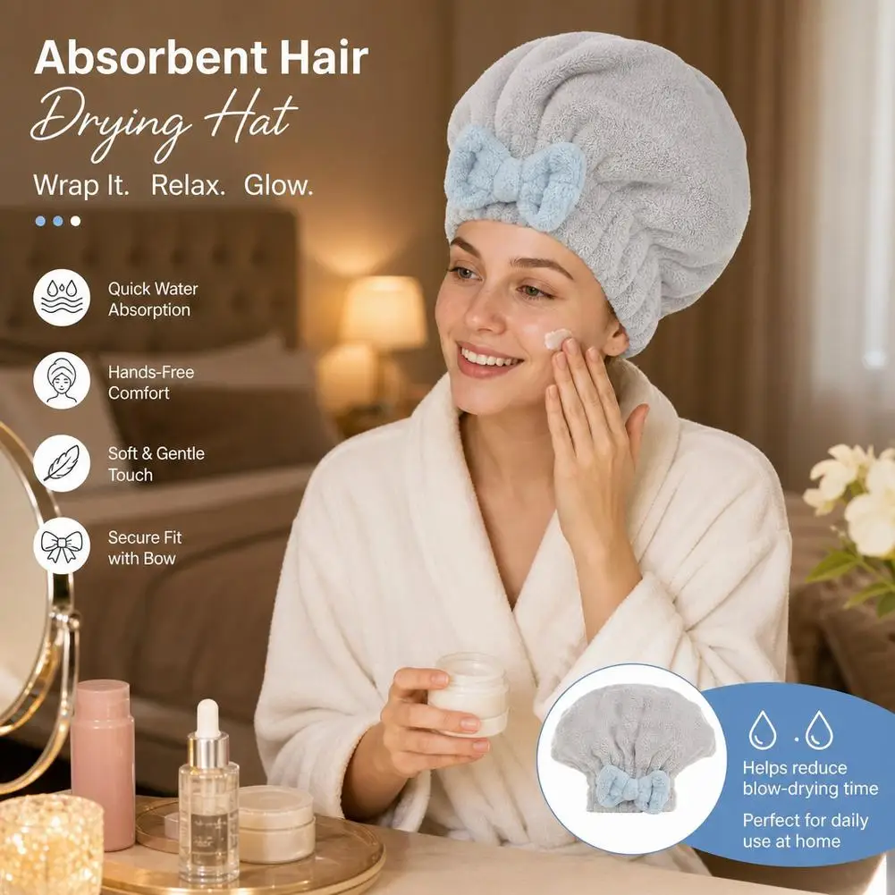 1Pc Microfiber Bow-Knot Hair Drying Towel Wrap Quick Dry Shower Cap For Curly Long Wet Hair Thicken Bonnet For Women