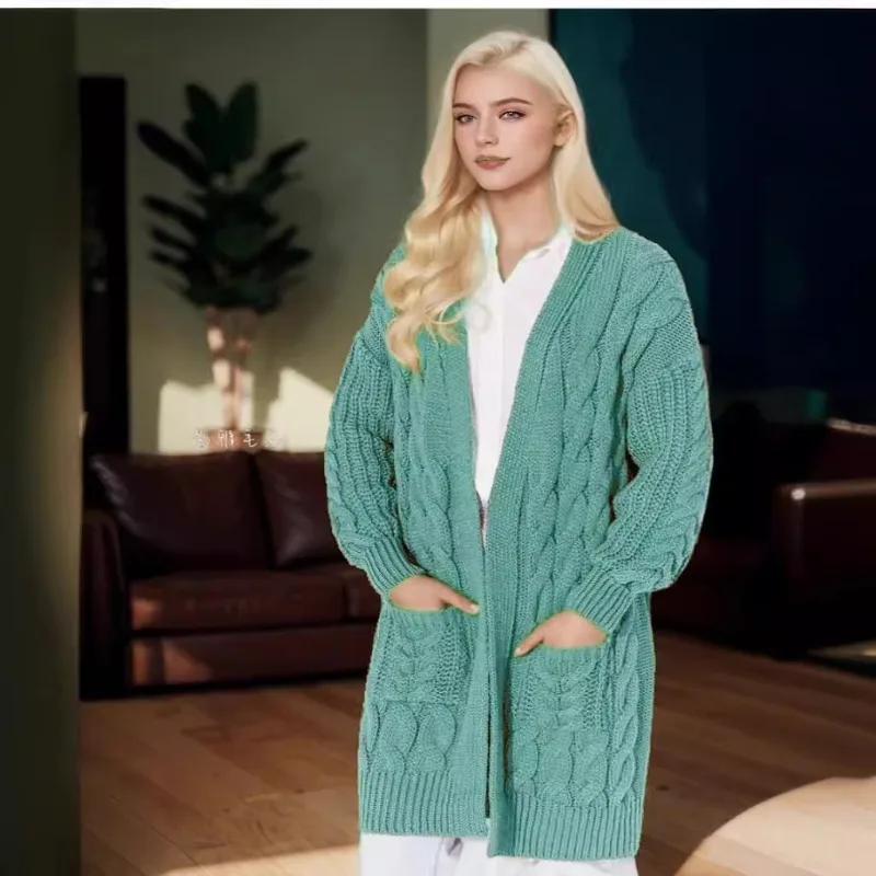 

2025 NEW Fashionable and ele solid color cardigan sweater with hollowed out knitwear loose top women's clothing