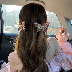 Crystal Butterfly Mermaid Hair Claw Girls Back Head Clamp Clip Transparent Large Shark Clips Hairpins Headdress Hair Accessories