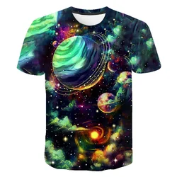 New Astronaut Space Milky Way Universe Planet 3D Printed T Shirt Summer Boys Girls Children Short Sleeve T-Shirt Kids Streetwear