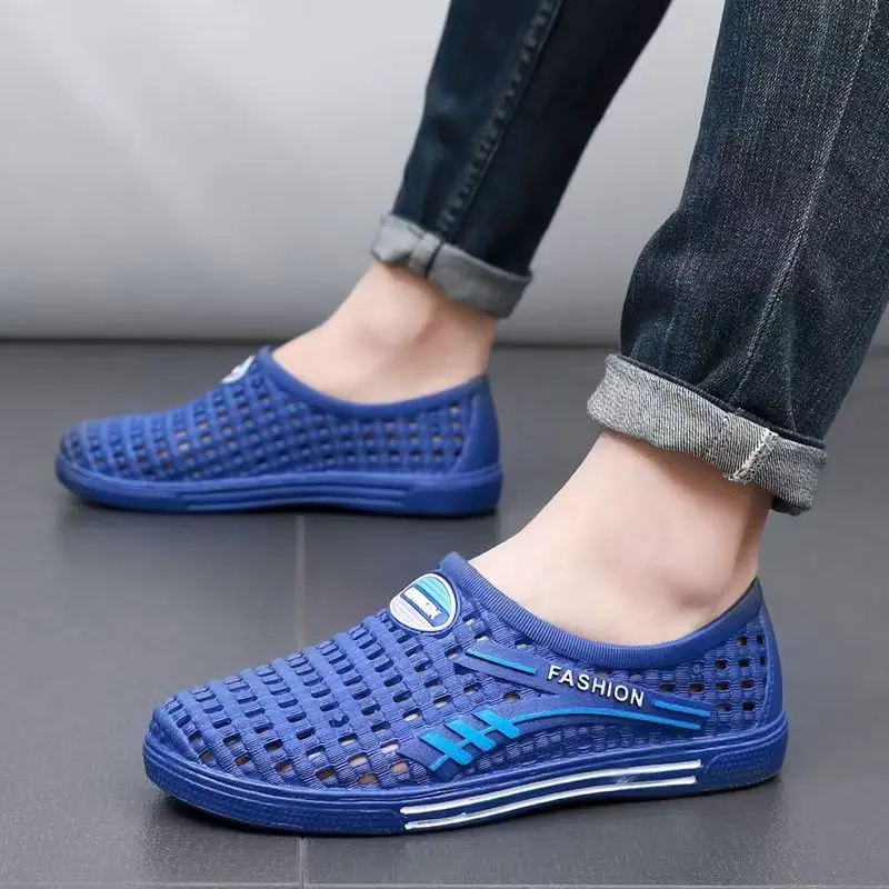 

Мужские летние пляжные сандалии Baotou с открытыми отверстиями, нескользящая дышащая уличная обувь без шнуровки, легкая обувь в форме пещеры