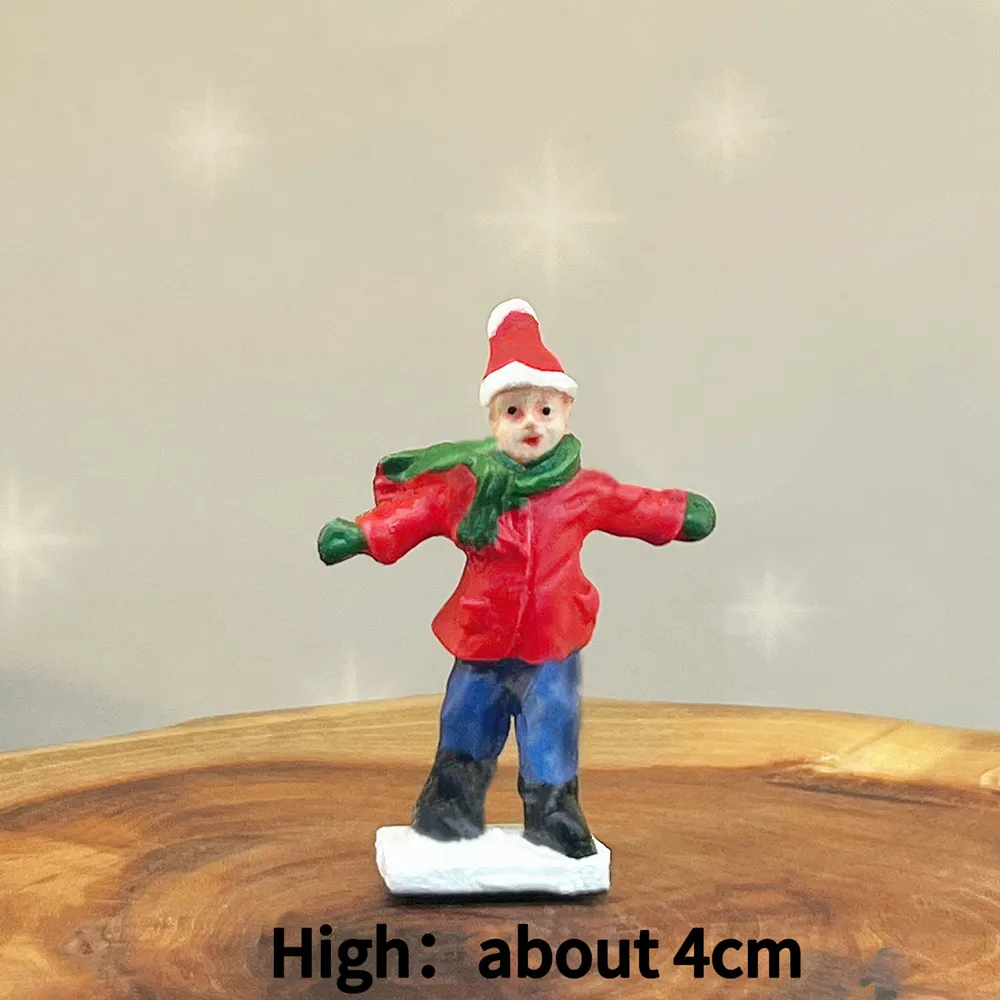 Christmas Santa & Elf Resin Mini Figurine, Winter Village Desktop Ornament