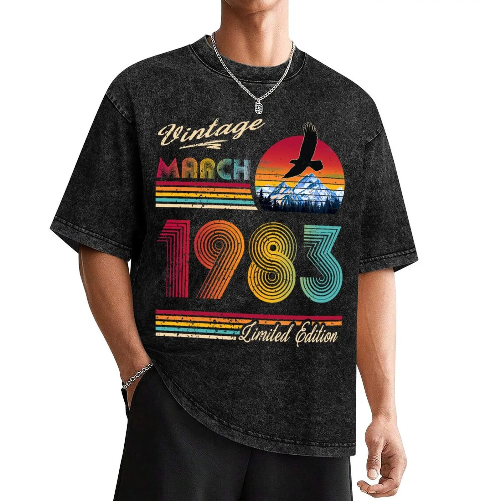 March 1983 Birthday T-Shirt cute tops customizeds new edition Men's clothing