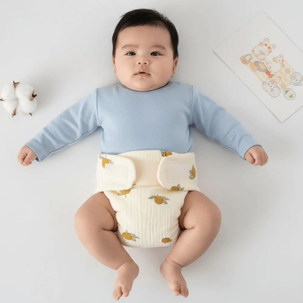 Reusable Eco-Friendly Baby Training Pants Pure Cotton Waterproof Infant Shorts Cartoon Design Washable Cloth Baby Diaper Daily