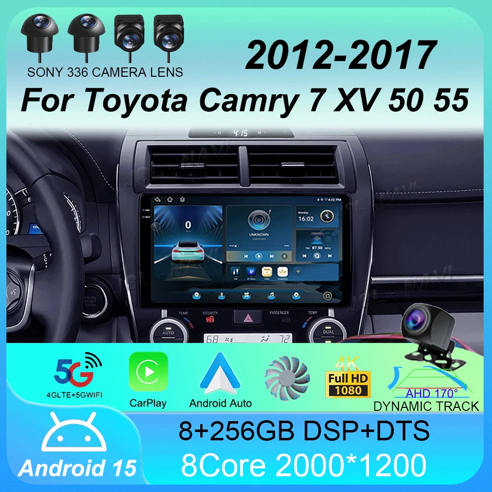 

Car Radio Android 15 Carplay Auto For Toyota Camry 7 XV 50 55 2012 - 2017 Navigation GPS Multimedia Player video Stereo WIFI+4G