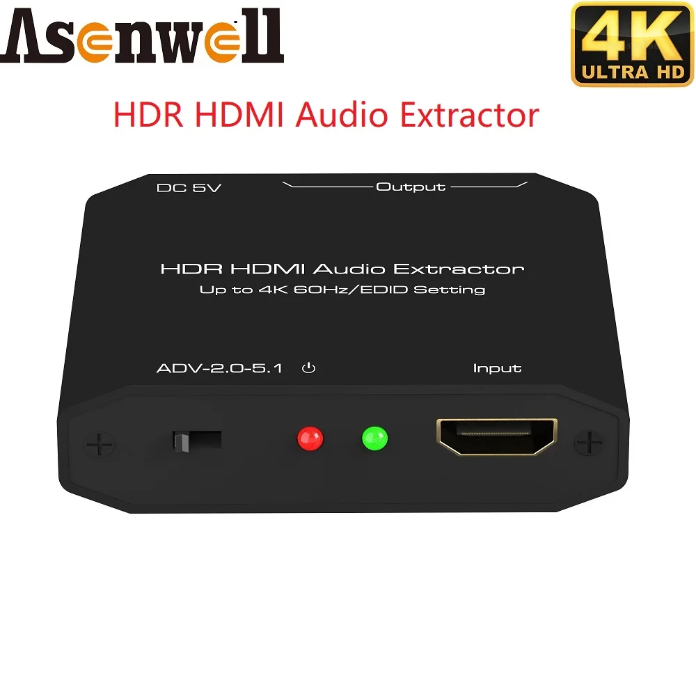 HDR HDMI Audio Extractor SPDIF 5.1 Converter 3.5mm 2CH Output 4K60Hz Dolby Vision Atmos EDID Set LPCM for Soundbar Amplifier TV