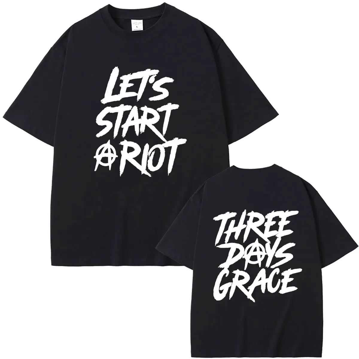 Rock Band Three Days Grace Let's Start A Riot T-shirt Men Women Alternative Metal T Shirts Male Fashion Oversized Tshirt Tops