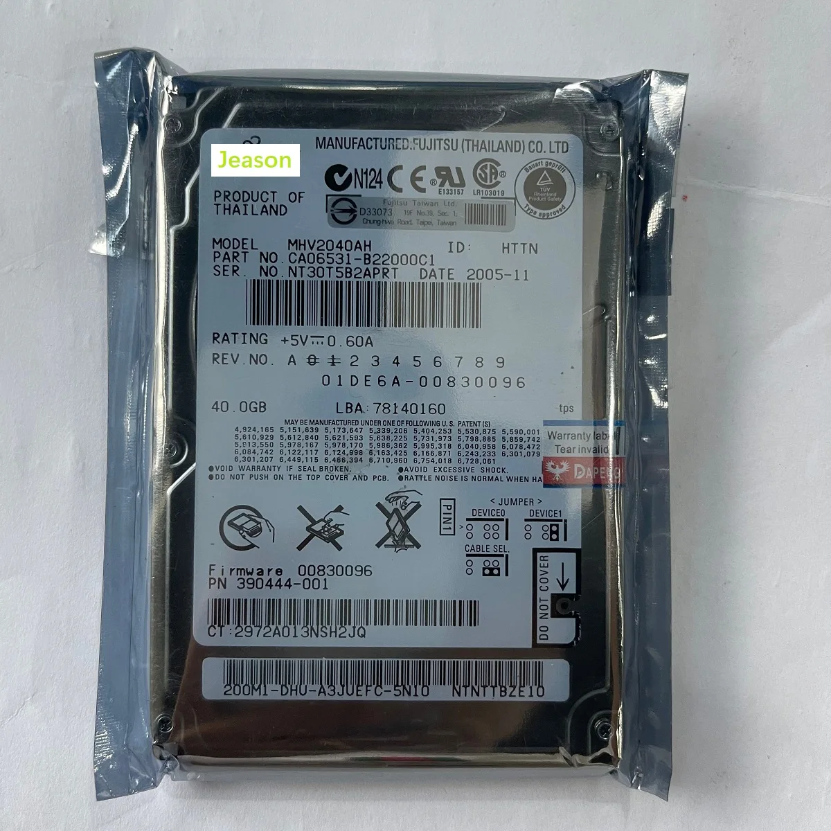 For Fujitsu MHV2040AH 40 GB IDE PATA 5400 RPM 2.5