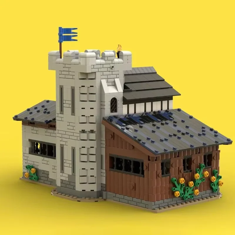 MOC Middeleeuws fort- en straatuitstraling Huismodel, Eagle Fighter-stabiliteitskit, speelgoedbouwstenen voor kleine deeltjes (1