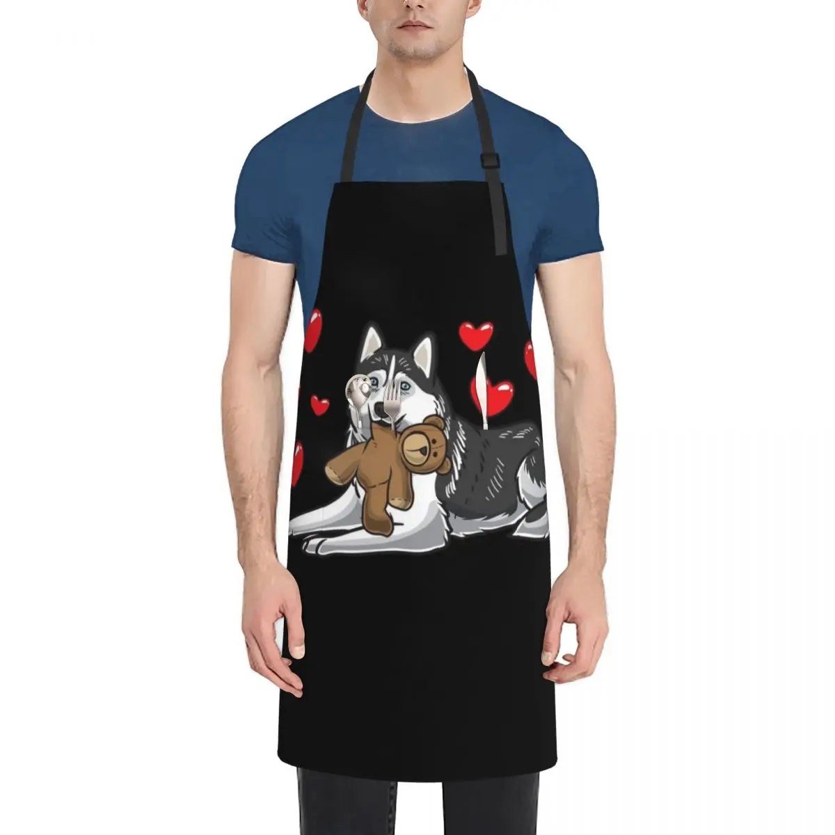 

Siberian Husky Dog With Stuffed Animal Apron Utensils For Kitchen Things For Kitchen Apron