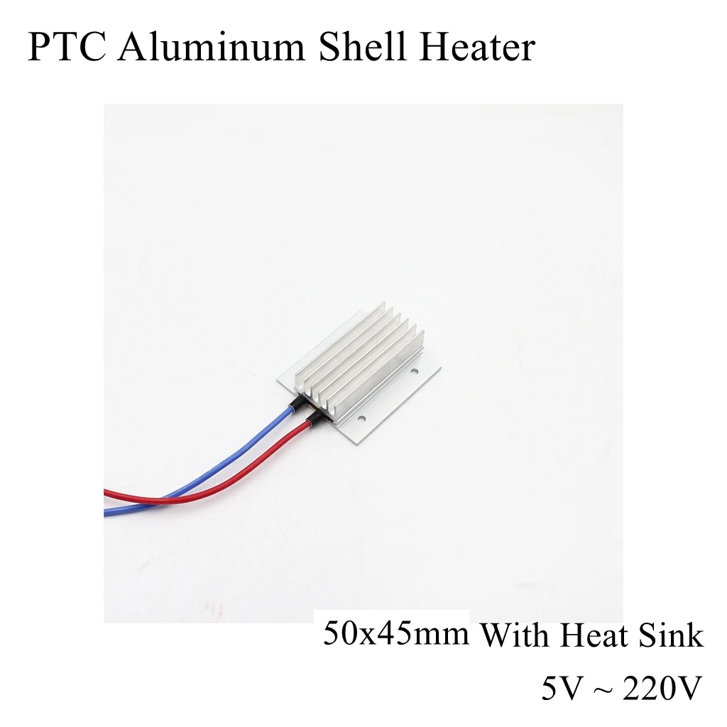 50x45mm 12V 24V 110V 220V PTC Aluminum Shell Heater Constant Thermostat Thermistor Ceramic Air Heating Sensor Egg Incubator