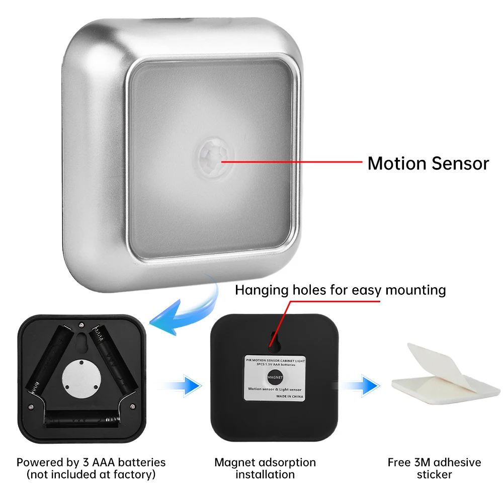 6 LED Motion Sensor ไฟกลางคืนในร่มบันไดเด็กซนแสงไร้สายไฟ LED ขั้นตอนภายใต้คณะรัฐมนตรีห้องโถงบันไดตู้เสื้อผ้าครัว