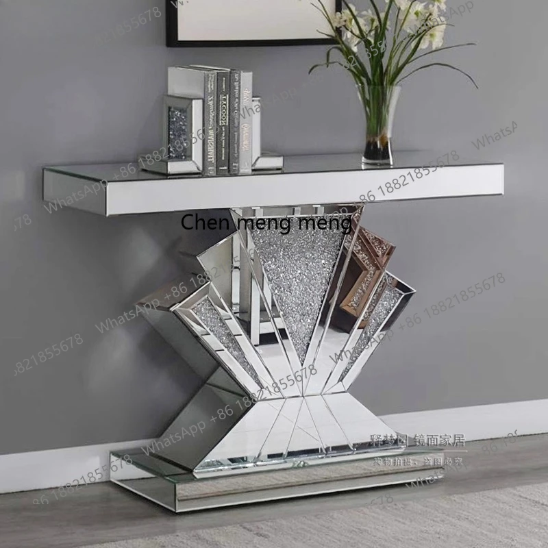 

Nordic mirror entrance table light luxury modern living room wall end view table shelf entrance table