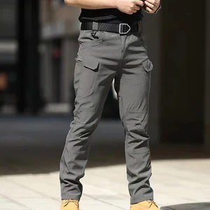 Primavera outono outono calças táticas elásticas dos homens acampamento caminhadas pesca trekking escalada ao ar livre calças de carga esportes secagem rápida 8 principais vendas calça tatica vigilante - №7