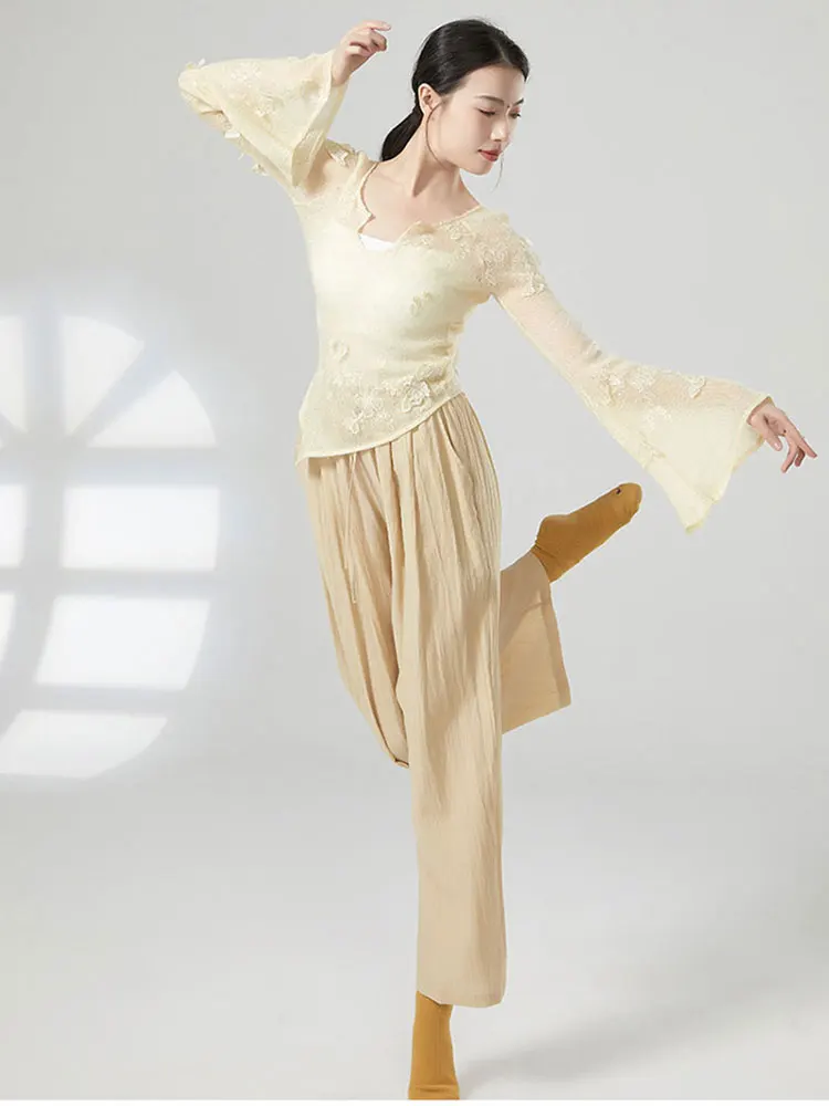 Elegant Classic Dance Pants Women Modern Dance Wide Leg Pants Belly Dance Costume Yoga Rhyme Trainning Practice Trousers