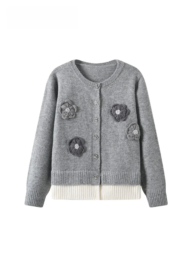 

CaraCLUB большие размеры, круглый вязаный свитер Ne Long Sve, женский осенне-зимний новый цветной трикотаж Blo Lazy Sle