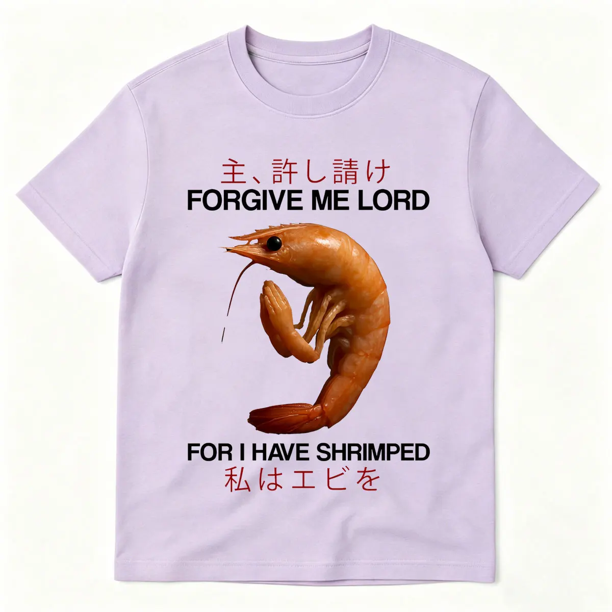 Forgive Me Lord for I Have Shrimped Japanese Retro T-shirt Funny Unhinged Shrimp Meme T-Shirts  Women Fashion T Shirts Tops