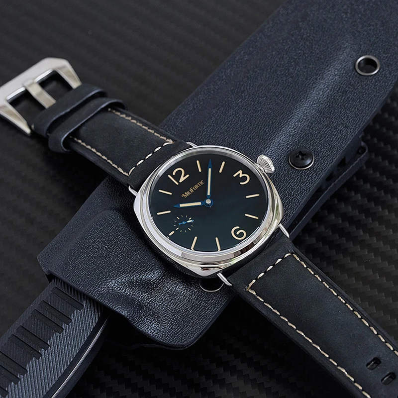Sandwich Dial Watch 44mm ST3600 Hand Winding Mechanical Sapphire Crystal 10Bar Military Retro Wristwatch Men heren horloge