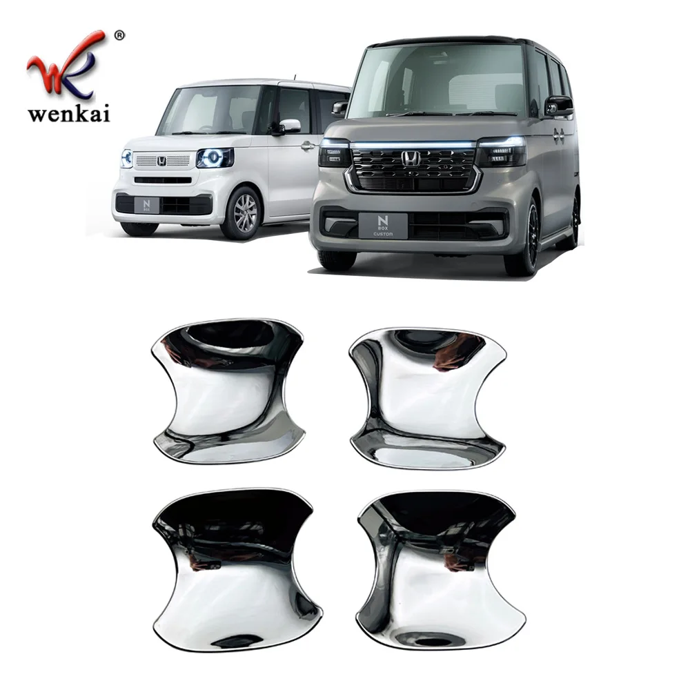 For Honda N-box JF5 JF6 2023 Chrome Car Door Handle Bowl Cup Protective Cover Trim Cap Sticker Styling